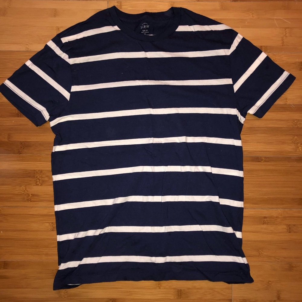 J Crew Blue and White Stripped Tshirt. Medium